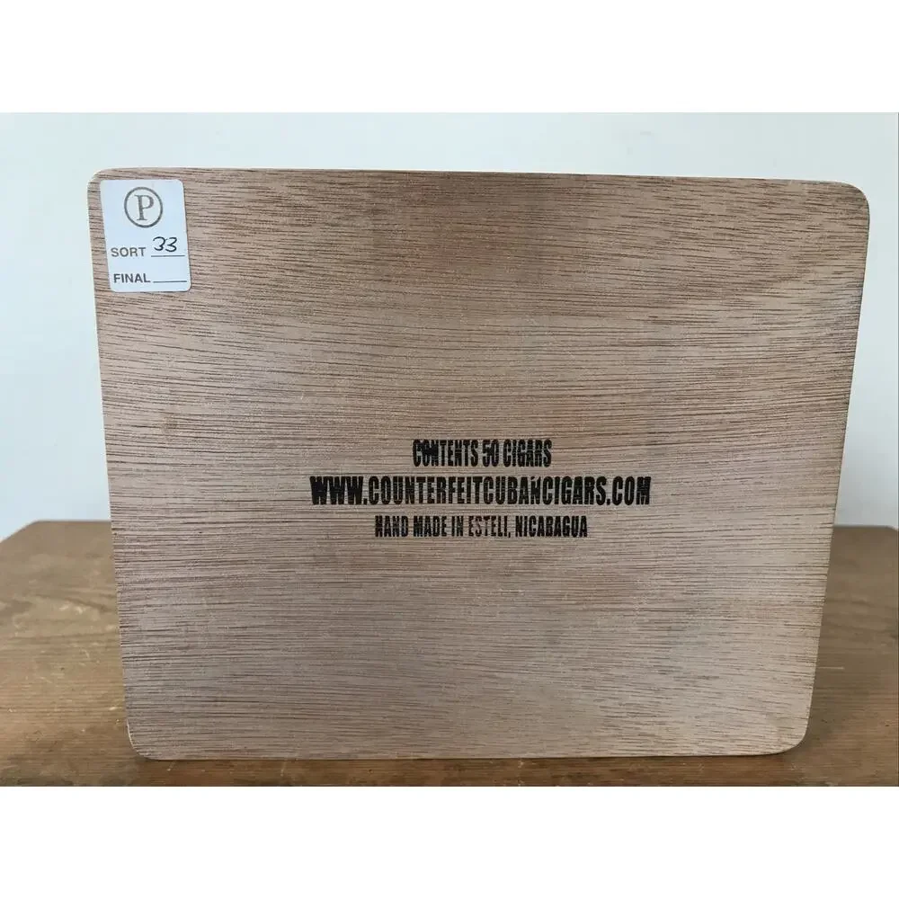 Vintage Style Counterfeit Humorous Wooden Empty 50 Epicure Cigar Trinket Box